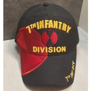 7th Infantry Division Army Military Hat Black Yellow Red Embroidered Ball Cap